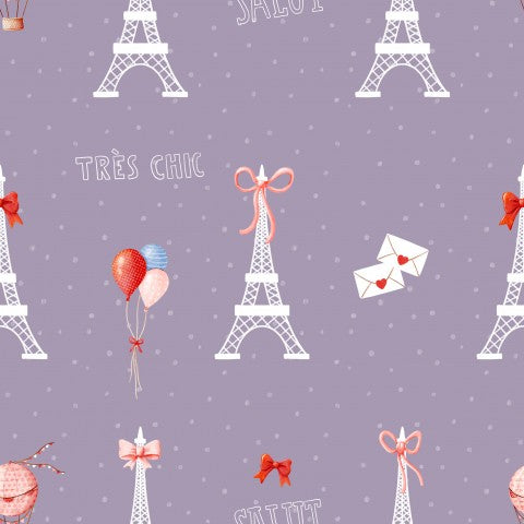 Jersey Sweet Bunny in Paris Eiffel tower lilac