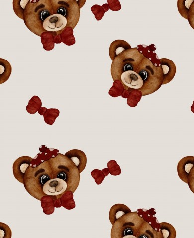 Jersey teddy bear with hat beige