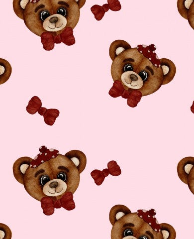 Jersey teddy bear with hat pink