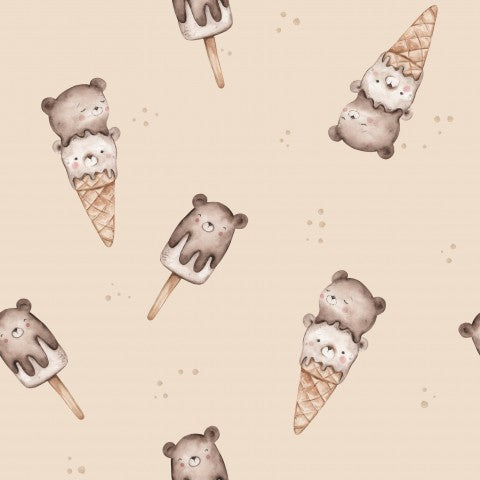 Jersey Teddy Ice Cream 15x15cm beige