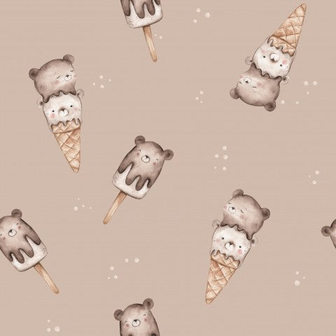 Jersey Teddy Ice Cream 15x15cm Coffee