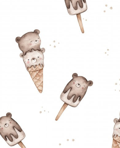Jersey Teddy Ice Cream 30x30cm white
