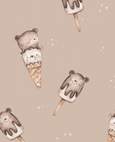 Jersey Teddy Ice Cream 30x30cm Coffee