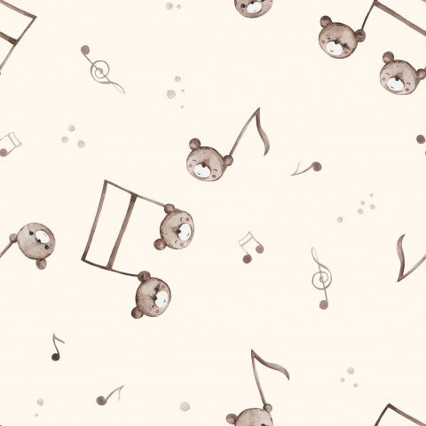 Musselin Teddy Music Notes 20x20cm creme