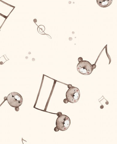 Musselin Teddy Music Notes 30x30cm creme