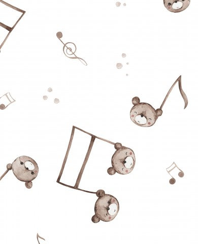 Jersey Teddy music notes 30x30cm white