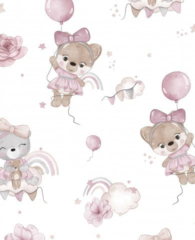 Wasserdichter Stoff Teddy Rosa WEISS