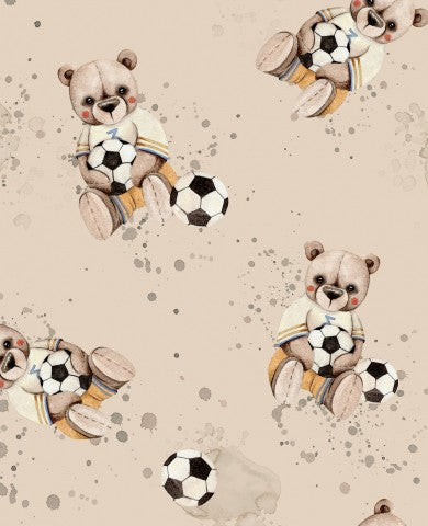 Jersey teddy bear footballer beige