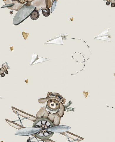 Rib Jersey Teddybären und Flugzeugen