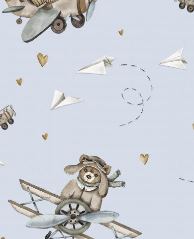 Jersey teddy bear in airplanes baby blue