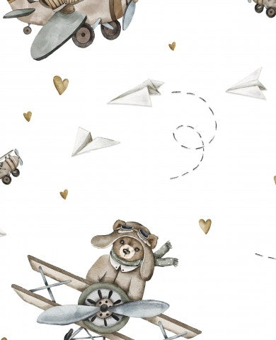 Jersey Teddy Bear in Airplanes White