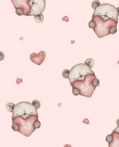 Jersey teddy bear love heart pink