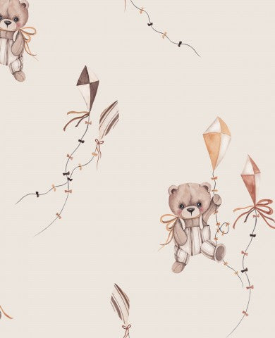 Jersey teddy bear with dragon light beige