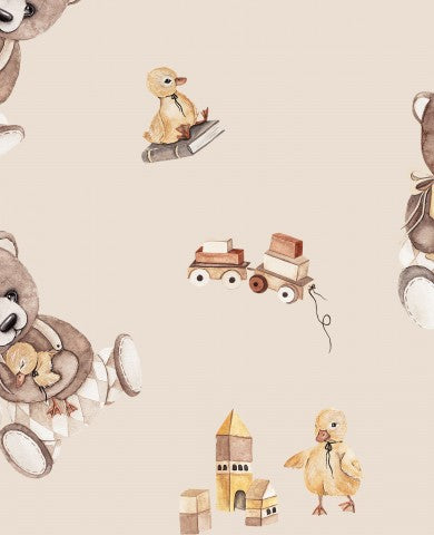 Musselin Teddybär mit Entlein beige groß