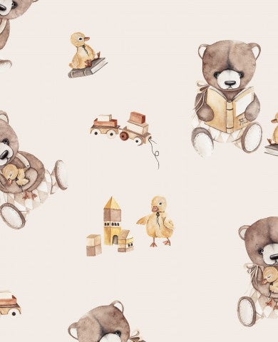 Musselin Teddybär mit Entlein hellbeige