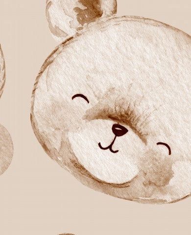 Motif en satin de coton d'un adorable ours en peluche