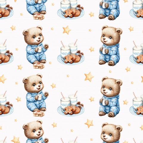 Wasserdichter Stoff Teddybären mit heißem Kakao