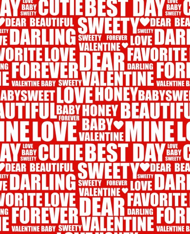  Parole di San Valentino in French Terry su sfondo rosso