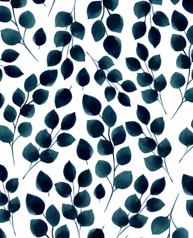 Jersey Deep Green Watercolor Leaves