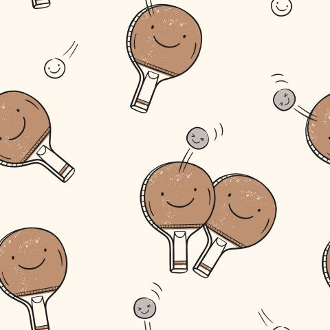 Vandtætte bordtennisbolde og smileys i stof