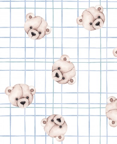  Panama, un motivo ad acquerello con orsacchiotti di peluche sopra