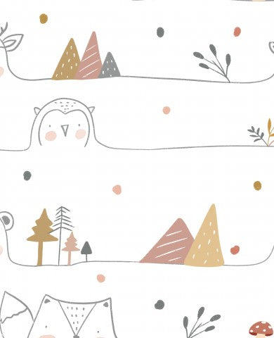 Hiboux et arbres mignons en French Terry