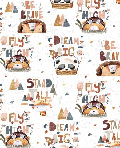  Animali in raso di cotone e la scritta "Dream Big"