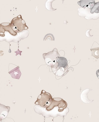 Musselin Träumende Katzen BEIGE