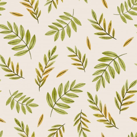 Jersey Tropical Leaves beige