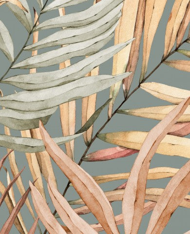Jersey Tropical Leaves Grey