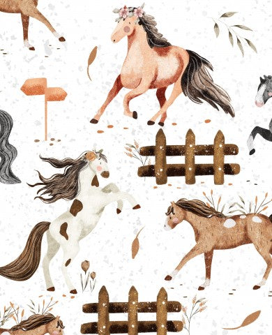 Tissu imperméable représentant une illustration aquarelle de chevaux