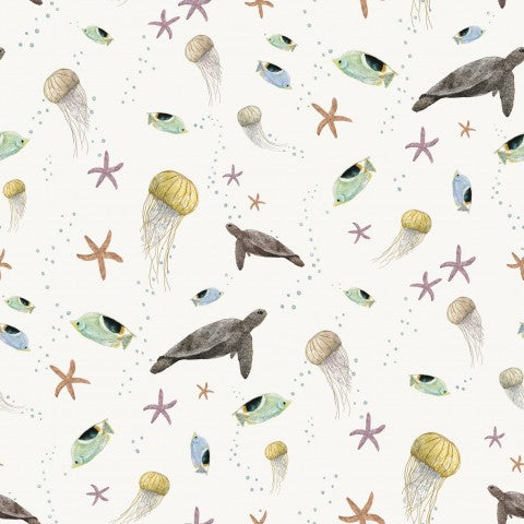 Canvas cotton sea creatures and jellyfish