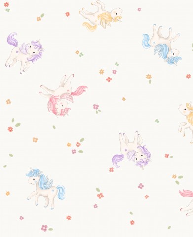 Wasserdichter Stoff Unicorns Tossed OffWhite 20x20cm