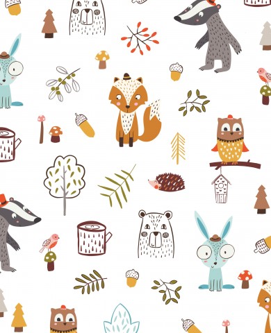  Simpatici animali della foresta in mussola