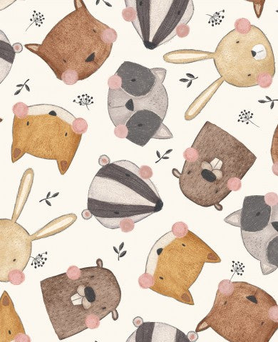 Motif French Terry d'animaux de la forêt