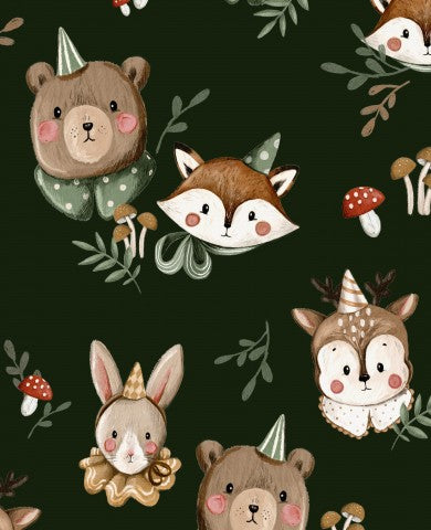 Jersey Forest Animals 1 dark green