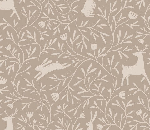 Muslin deer and flowers on beige background