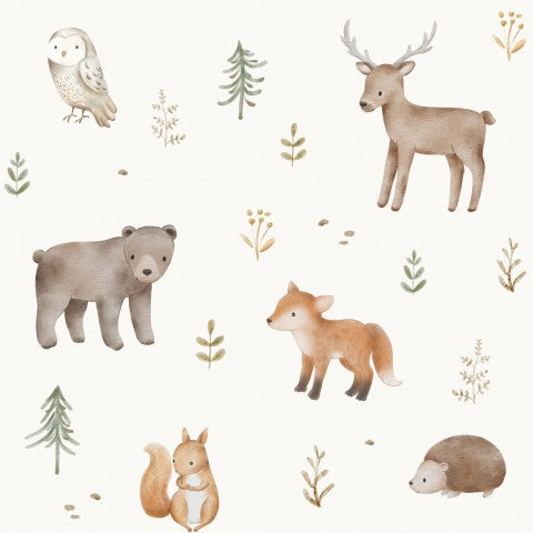 Jersey forest animals in off-white