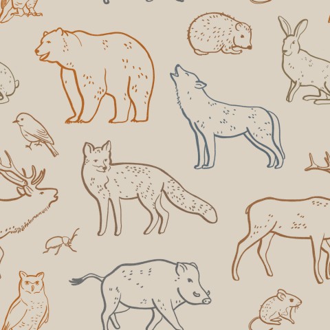 Jersey Forest Animals Multi Tan