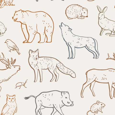 Jersey Forest Animals Multi Cream
