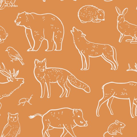 Jersey Forest Animals Orange