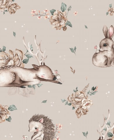 Jersey forest animals taupe 30x30cm