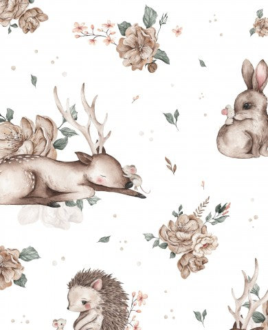 Jersey forest animals white 30x30cm