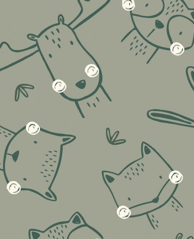 Jersey forest animal heads green