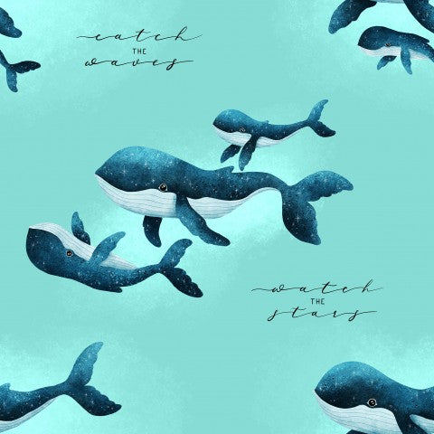 Canvas cotton watercolor whales