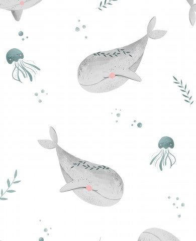  Tessuto impermeabile balene e meduse