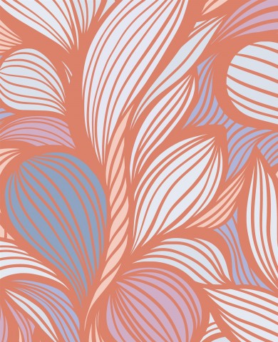Wasserdichter Stoff Warm Orange Abstract Line Art Waves