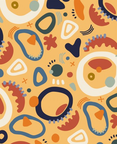 Jersey Warm Yellow Red Abstract Shapes