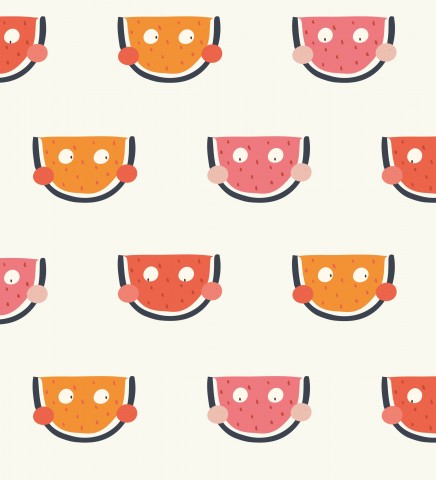 Vibrant Baumwoll-Canvas-Stoff mit Wassermelone-Arten und Augen-Pattern - ideal für deine nächste Projektion! 100% Baumwolle, Meterware, zum Nähen.