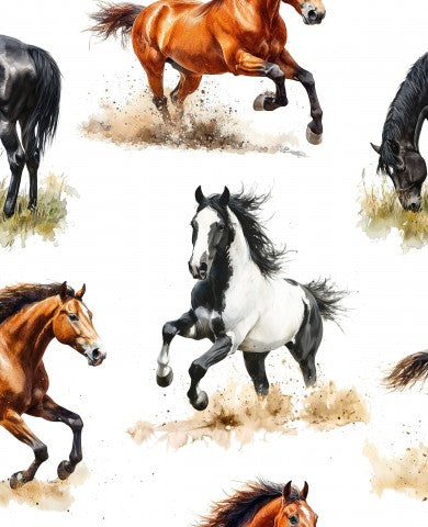 Jersey Watercolor Horses Wild Horse